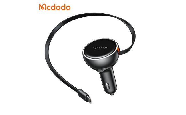 Mcdodo CC-485 FreeGo Retractable Cable 80cm PD 80W Charger in Car 3 Output PD3.0 QC4+ PPS AFC PD 45W Car Charger with USB C Cable